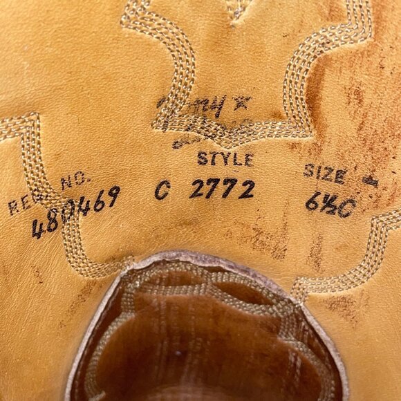 Tony Lama Men’s Tan Brown Leather Vintage Style Western Cowboy Boots Size 6.5D - Picture 6 of 11